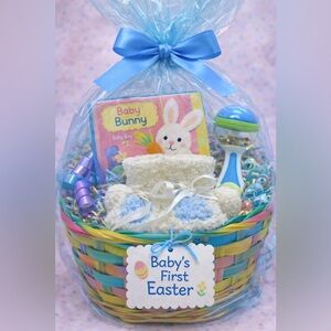 🐰🌼 Baby’s First Easter Gift Basket – Vintage Booties Set 🌼🐰